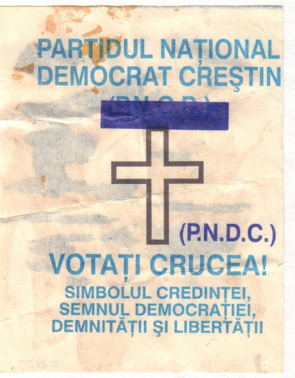 Fluturaș electoral - „Votați crucea‟ (PNDC)